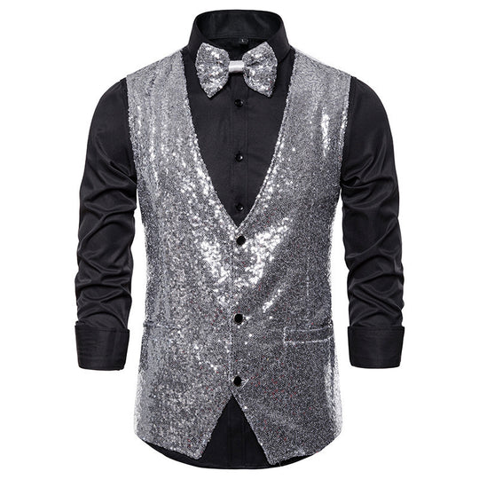 Herren eleganter Paillettenblazer mit passendem Fliege EB