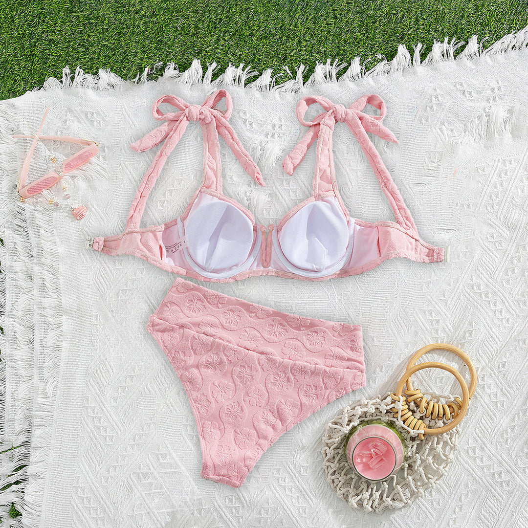 Damen Push-Up-Bikini mit floralem Textildesign EB
