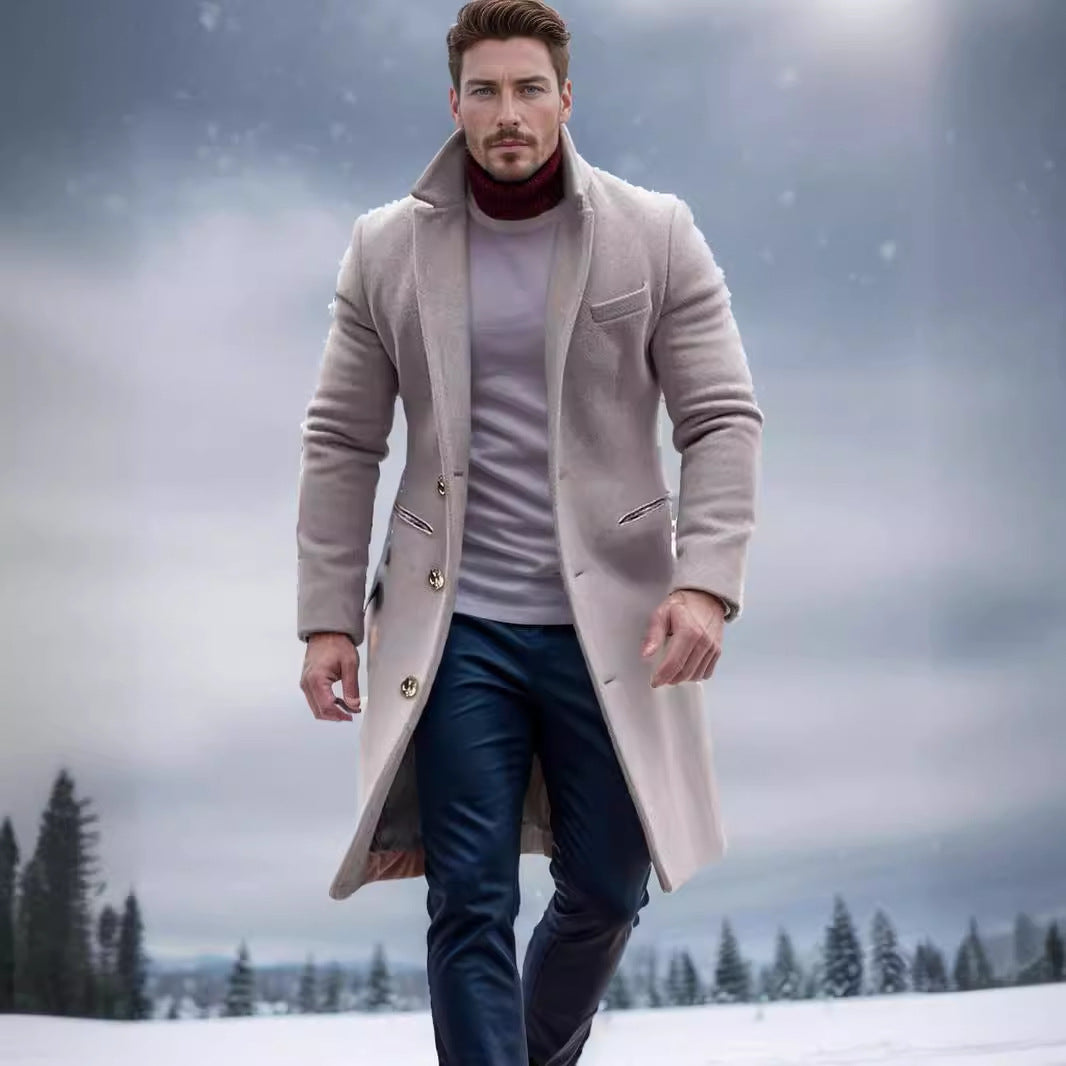 Herren eleganter Langmantel mit feinen Knopfdetails und schickem Schnitt EB