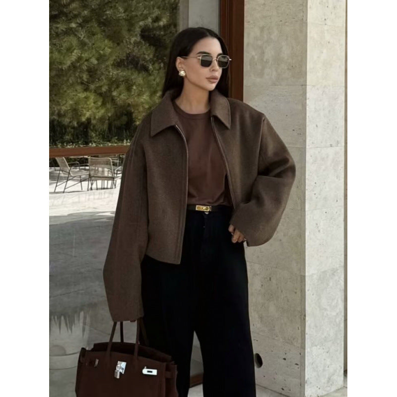 Damen Oversized Fleecejacke mit Reißverschluss und Hemdkragen EB