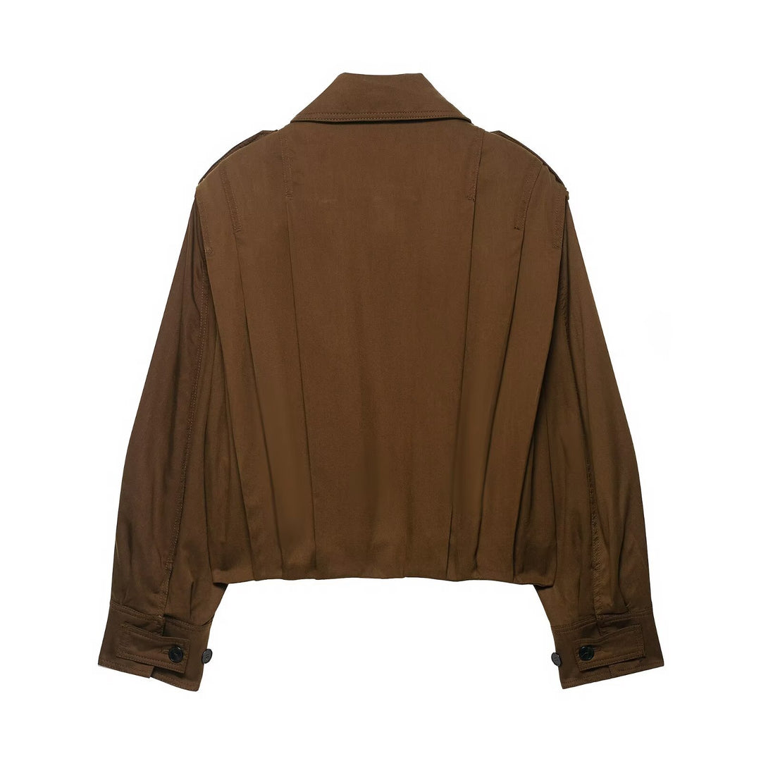 Damen modische cropped Jacke mit dekorativen Knopfdetails EB