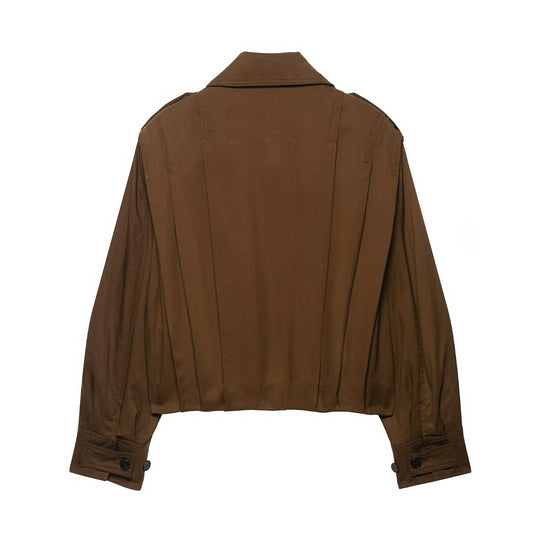 Damen modische cropped Jacke mit dekorativen Knopfdetails EB
