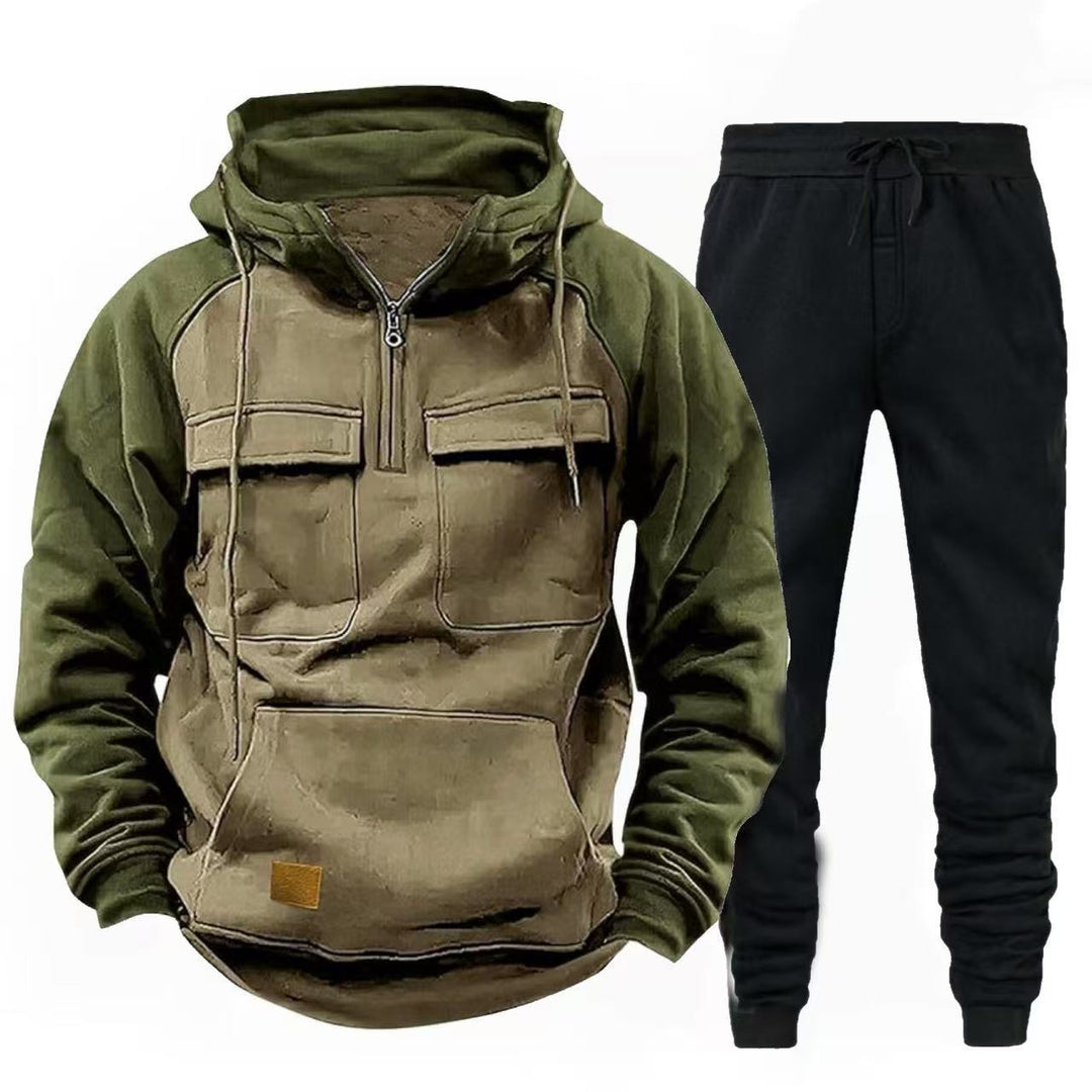 Herren funktionale Kapuzenjacke mit Reißverschluss und Jogginghose EB