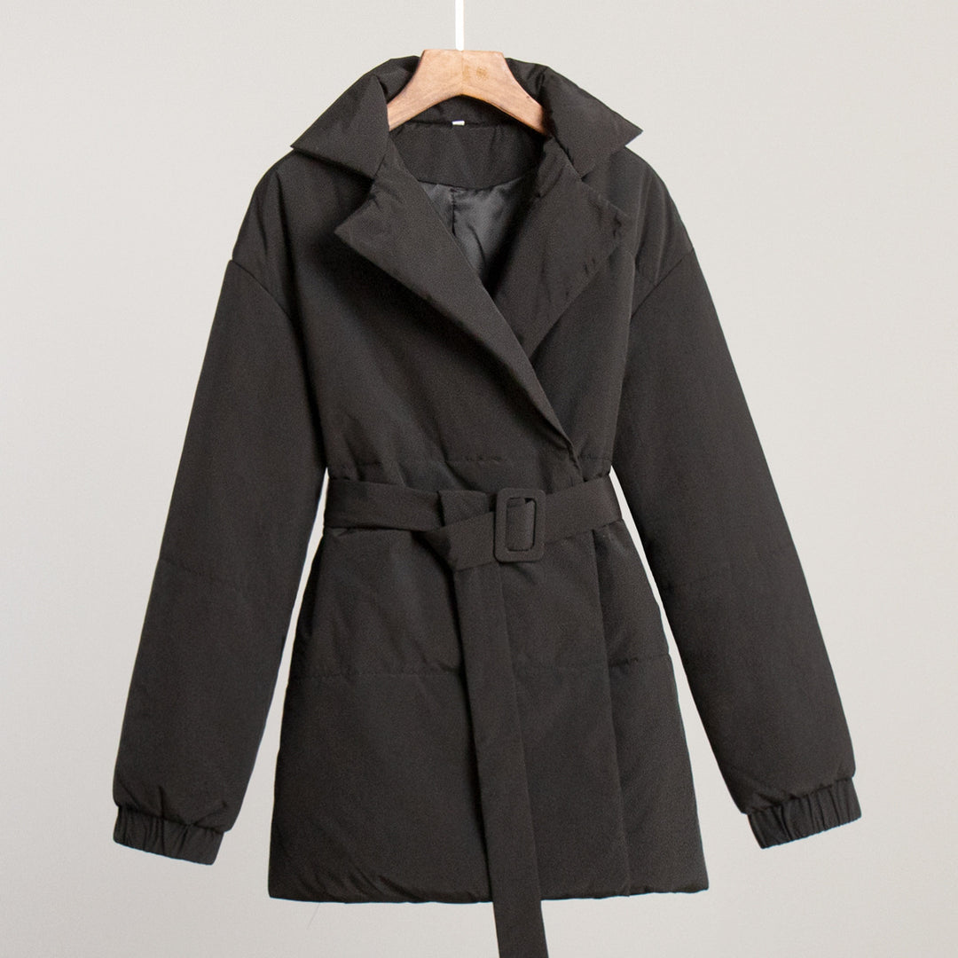 Damen Elegante und warme Wattierte Jacke mit Taillengürtel EB