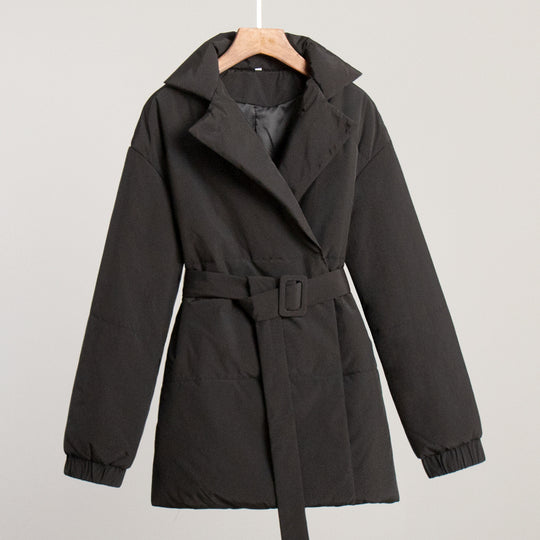 Damen Elegante und warme Wattierte Jacke mit Taillengürtel EB