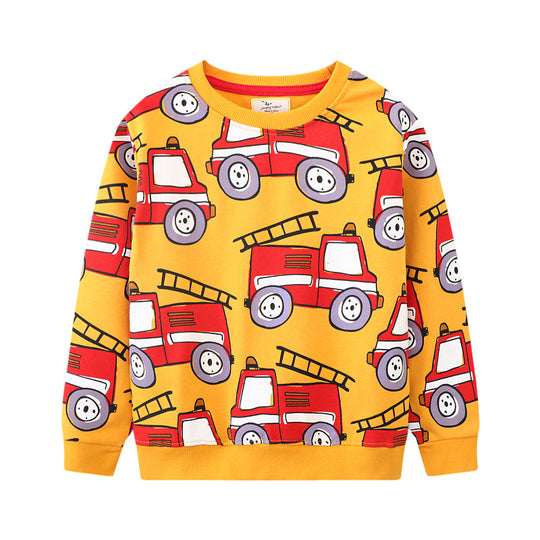 Jungen Sweatshirt mit coolem Feuerwehrfahrzeug-Motiv EB