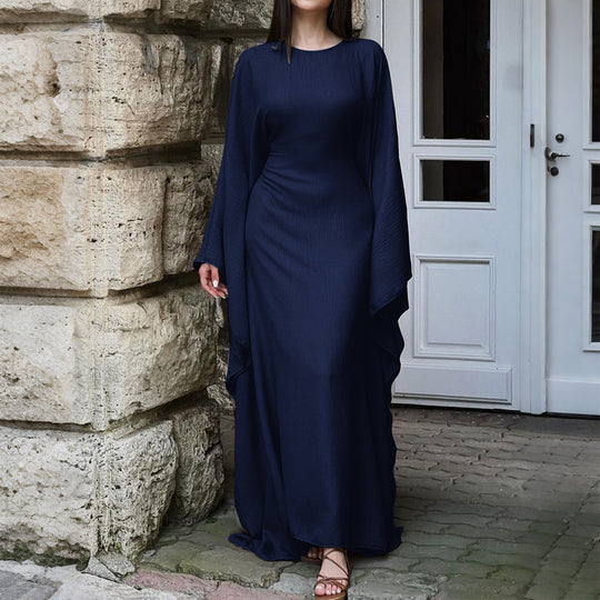 Damen nan fließendes Maxikleid mit weiten drapierten Ärmeln aus Viskosemix EB