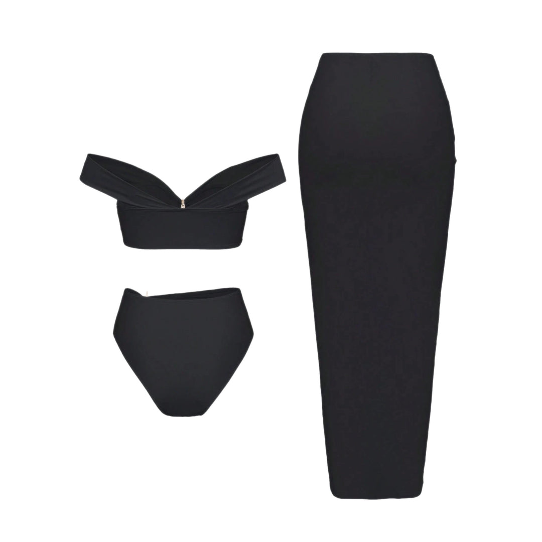 Damen Bikiniset mit Wickelrock und eleganten Schmuckdetails EB