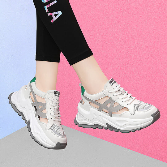 Damen Modische und komfortable Sneakers mit atmungsaktivem Mesh-Heel und stoßdämpfendem Fußbett EB