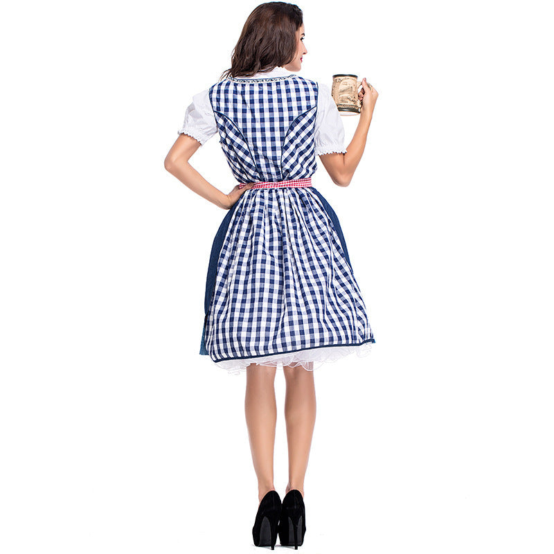 Damen nan traditionelles Trachten Dirndlkleid mit herzförmigem Ausschnitt, Schnürung und abnehmbarer Schürze EB