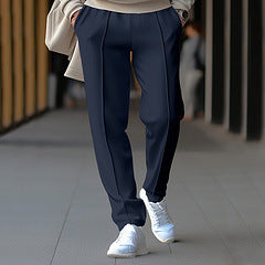 Unisex nan tapered Freizeit-Hose mit Bügelfalte, elastischem Tunnelzugbund und geradem Bein EB