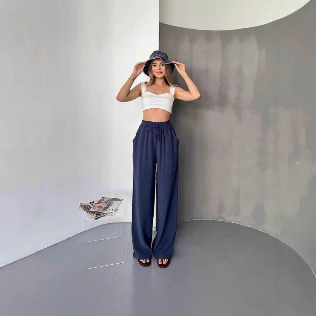 Damen Elegante und fließende Palazzo-Hose EB