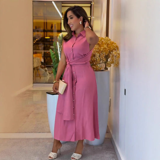 Damen Trägerkleid mit Knoten und Knopfleiste EB