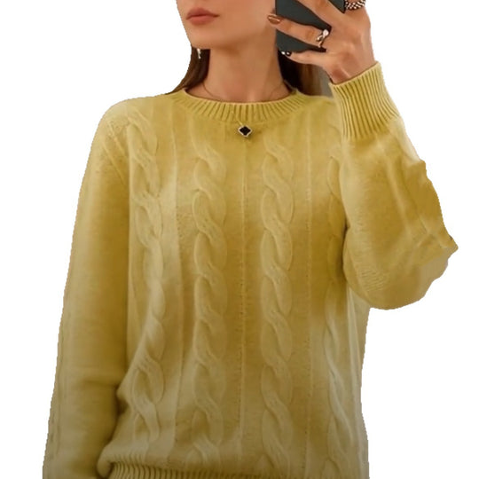 Damen Kuscheliger Zopfmuster-Feinstrickpullover mit legerer Passform EB