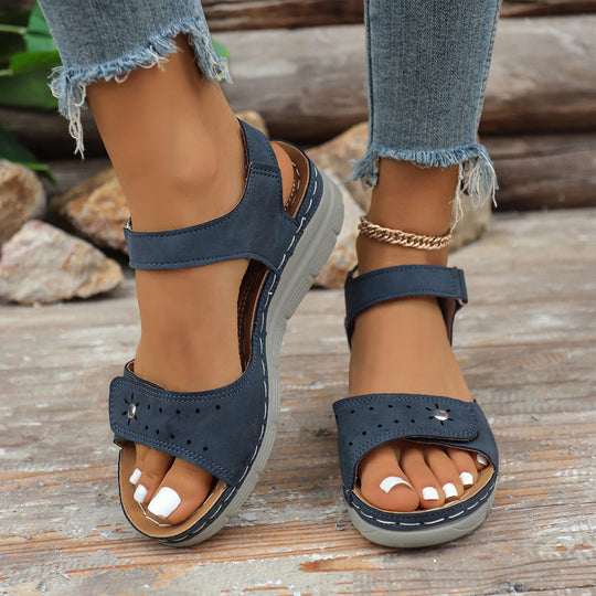 Damen Komfort-Sandalen mit verstellbarem Klettverschluss und rutschfester Sohle EB