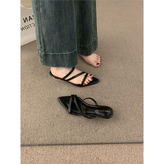 Damen elegante Slingback Sandalen mit v-förmiger Zehenpartie EB