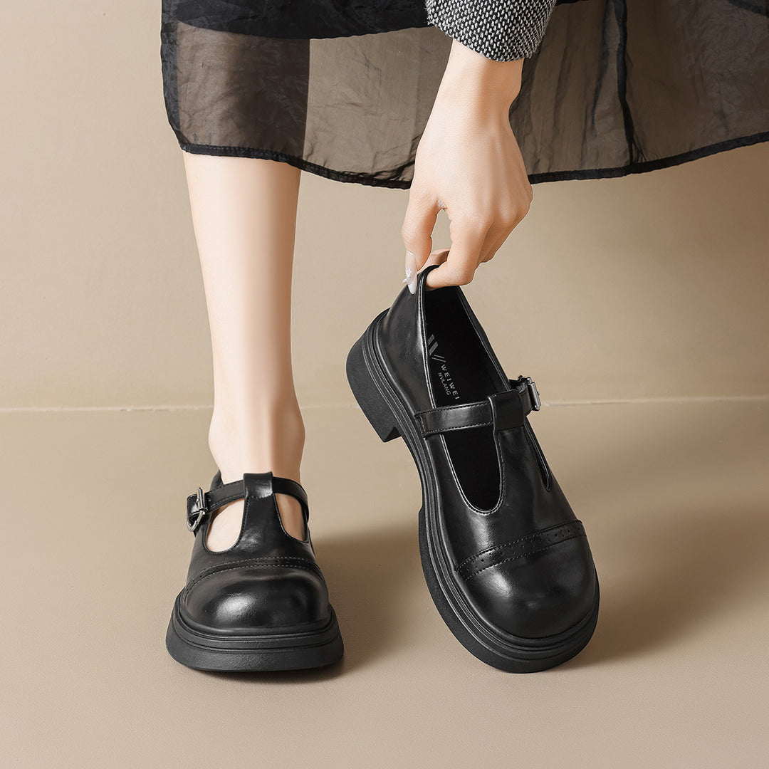 Damen elegante Mary-Jane Schule mit robustem Blockabsatz EB