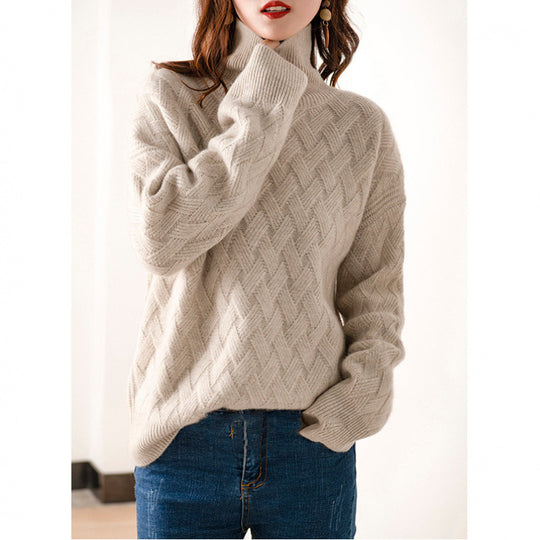 Damen Chunky Strick Rollkragenpullover EB