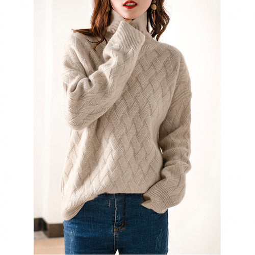 Damen Chunky Strick Rollkragenpullover EB