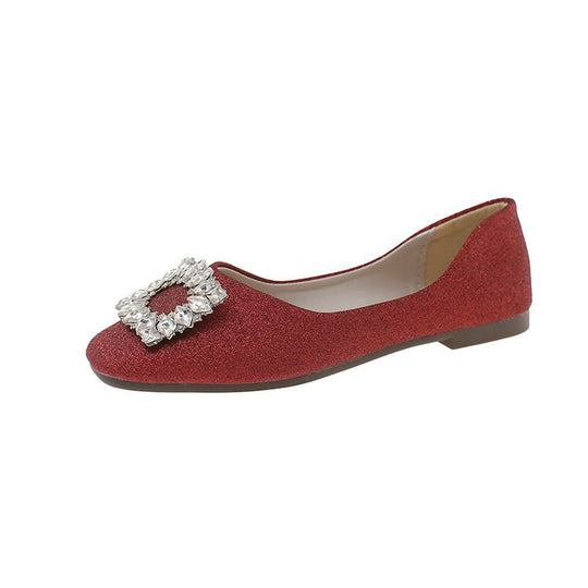 Damen funkelnde Ballerinas mit zierlichem Schmuckdetail EB