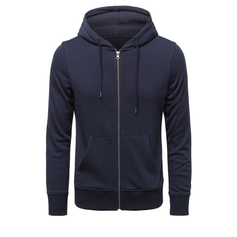 Herren nan schmal geschnittener Zip-Hoodie mit Metall-Reißverschluss, doppellagiger Kapuze und Kängurutasche EB