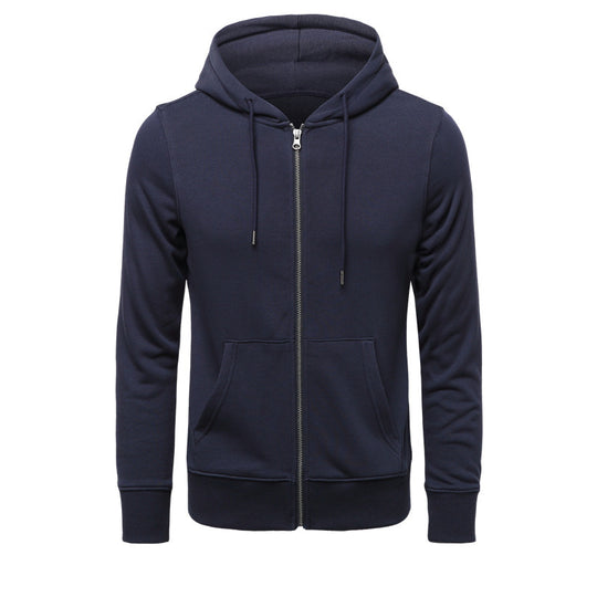 Herren nan schmal geschnittener Zip-Hoodie mit Metall-Reißverschluss, doppellagiger Kapuze und Kängurutasche EB