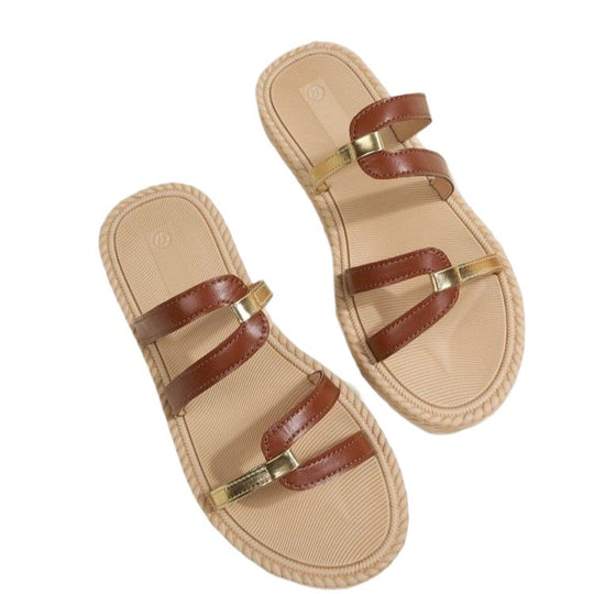 Damen Sommerliche Zehentrenner Sandalen EB