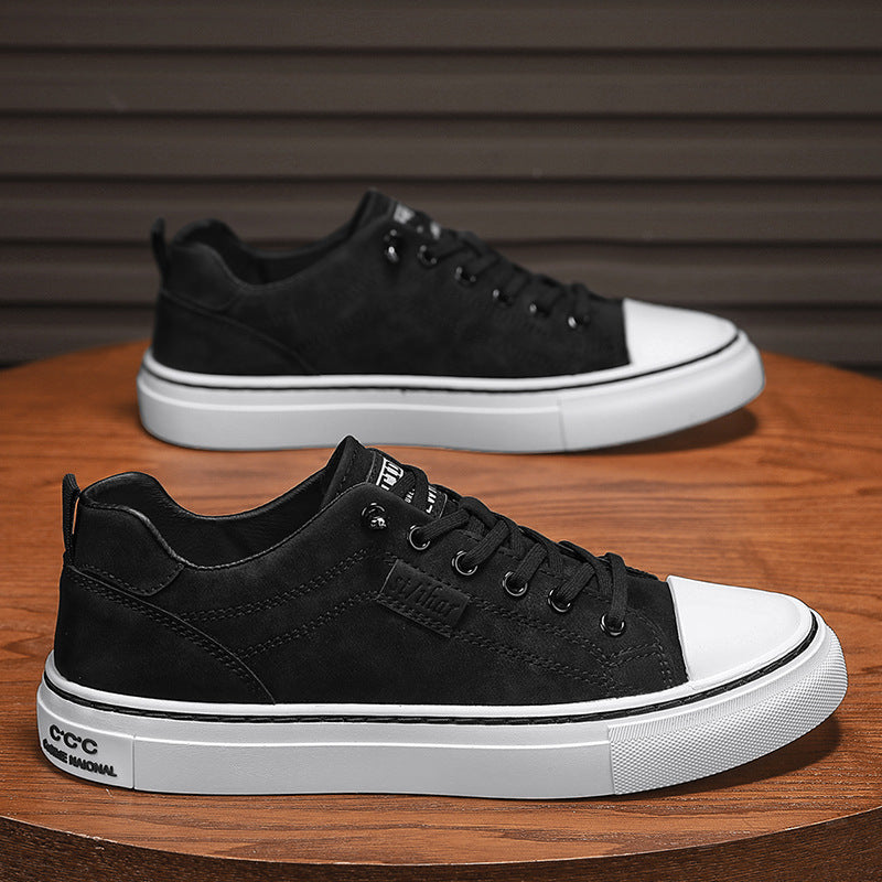 Herren klassische Low-Top Sneaker im Canvas-Look mit verstärkter Zehenkappe und gepolstertem Komfortfußbett EB
