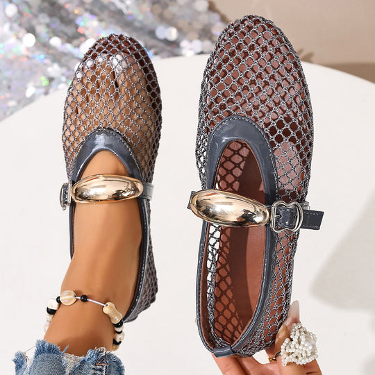 Damen Stilettos mit netzartigem Obermaterial und moderner Schnallenapplikation EB