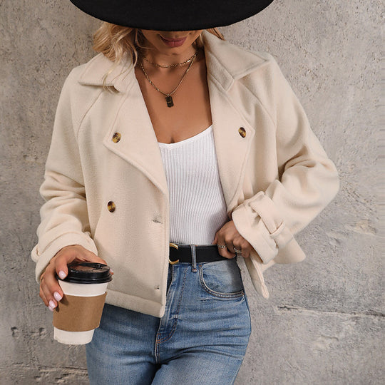 Damen kurze Plüschjacke im modischen Oversized-Stil EB