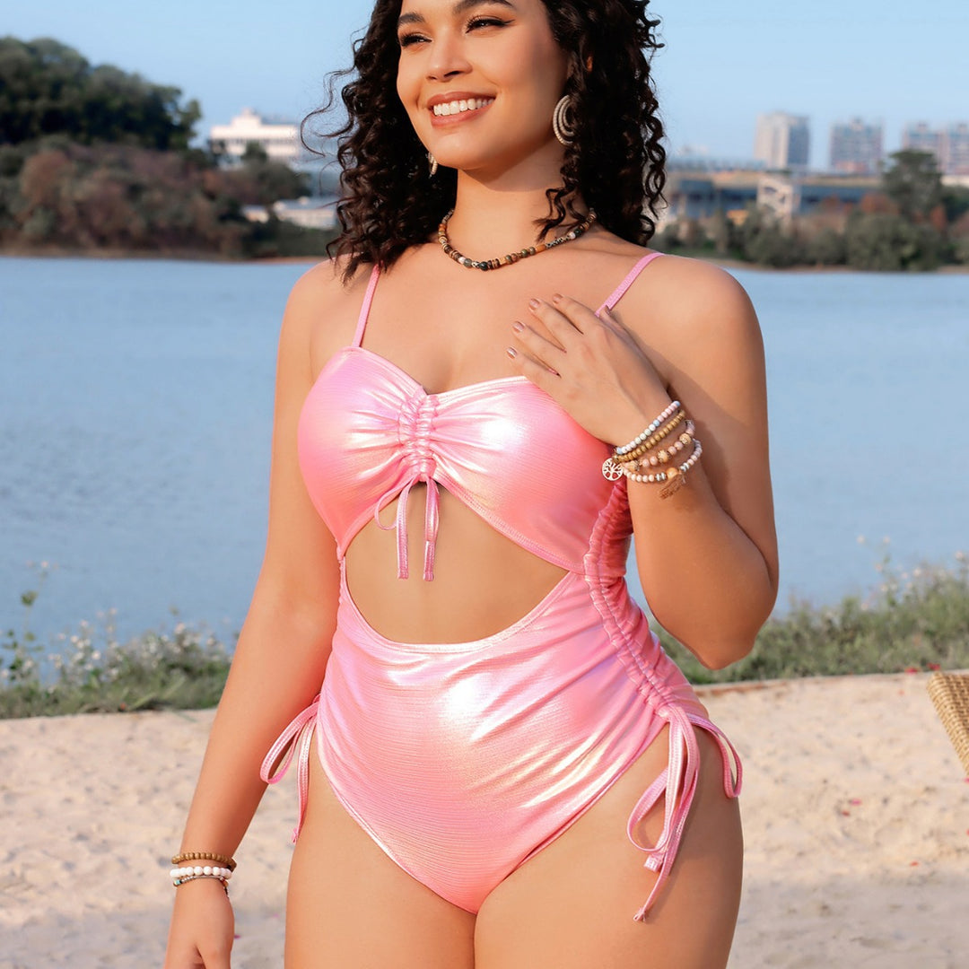 Damen Einteiliger Badeanzug mit aufregendem Cut-Out und Rüschen EB