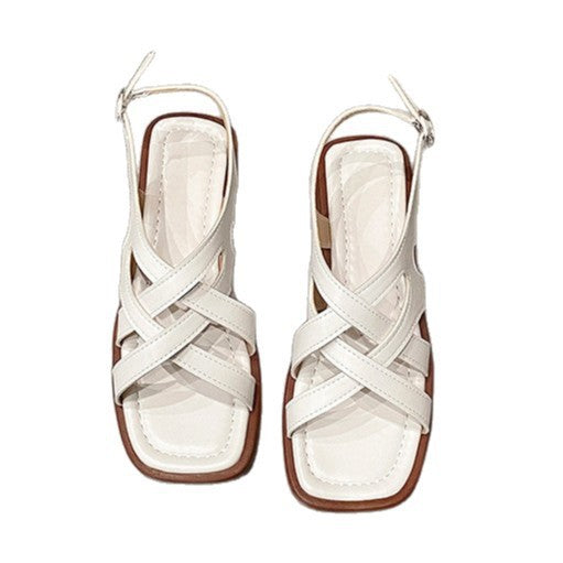 Damen Slingback Sandalen mit kreuzverzwicktem Riemendesign EB
