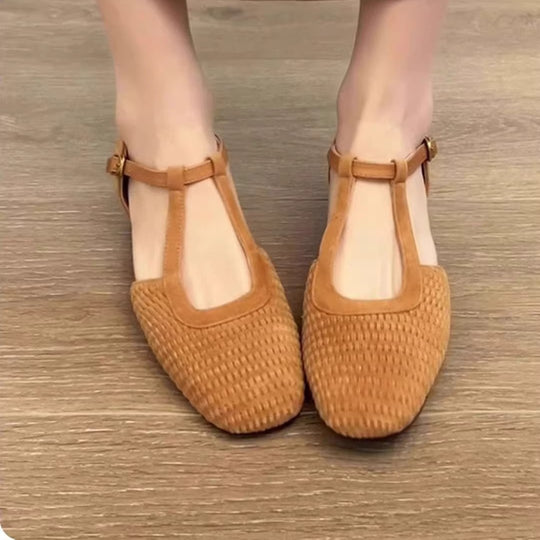 Damen Komfortable Ballerinas mit dekorativem Flechtmuster EB