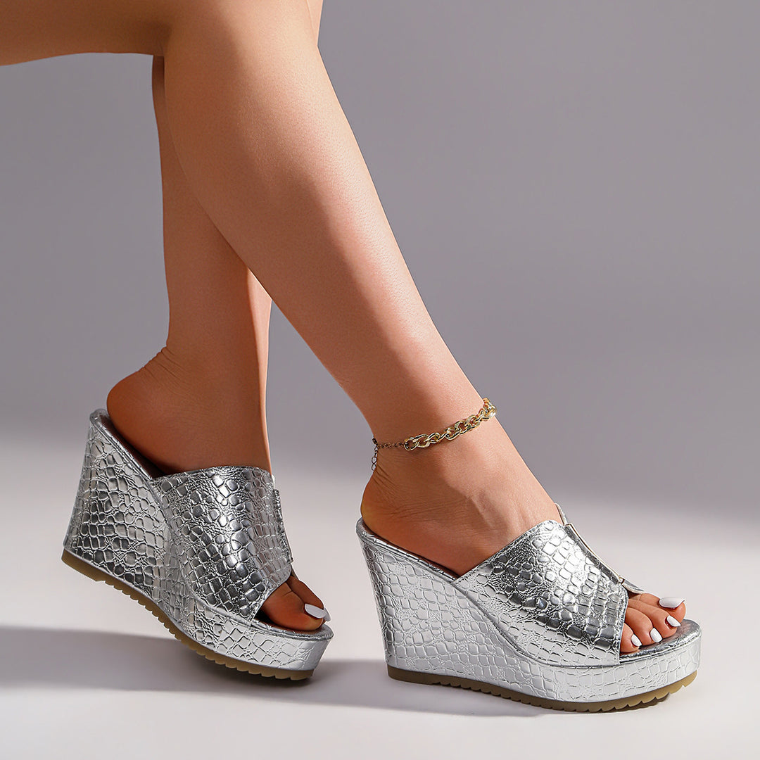 Damen Wedge-Pantoletten mit geflochtenem Obermaterial EB