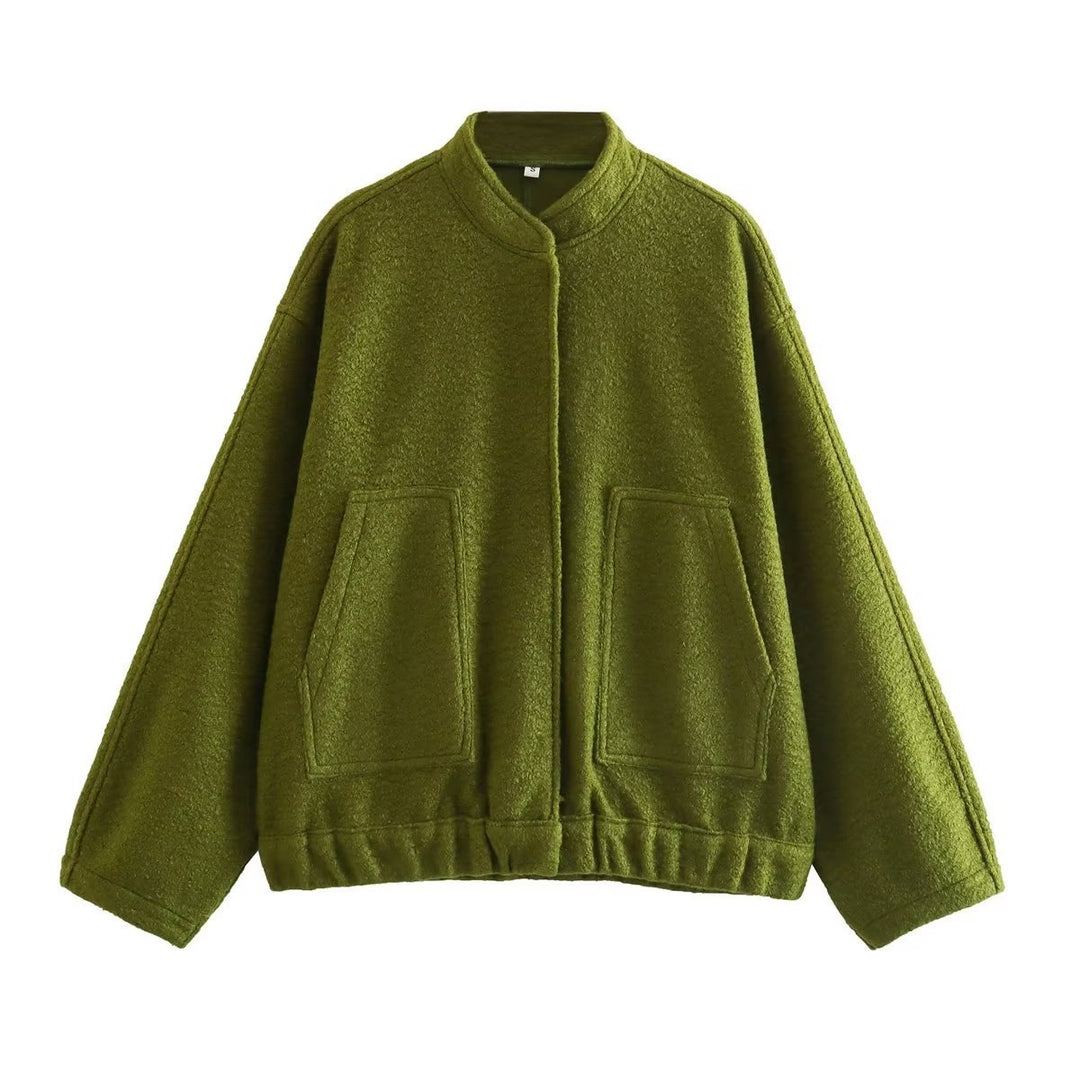Damen Teddy-Fleece-Jacke mit hohen Kragen und aufgesetzten Taschen EB