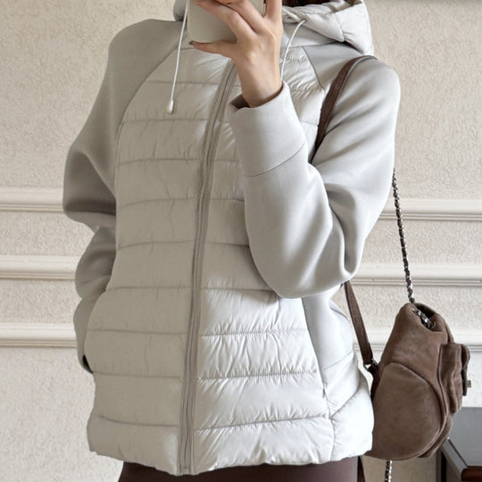 Damen Innovative Hybridjacke mit hohem Kragen und abnehmbarer Kapuze EB