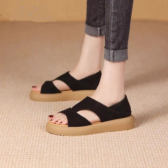 Damen modische und bequeme Plateau-Sandalen mit verstellbarem Riemen EB