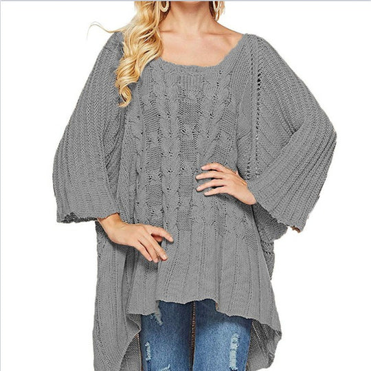 Damen Großer Strickpullover mit asymmetrischem Schnitt und lässigem Stil EB