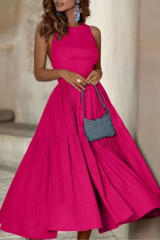 Damen Elegantes Langarmkleid mit bodenlangem Rock und raffinierten Falten EB