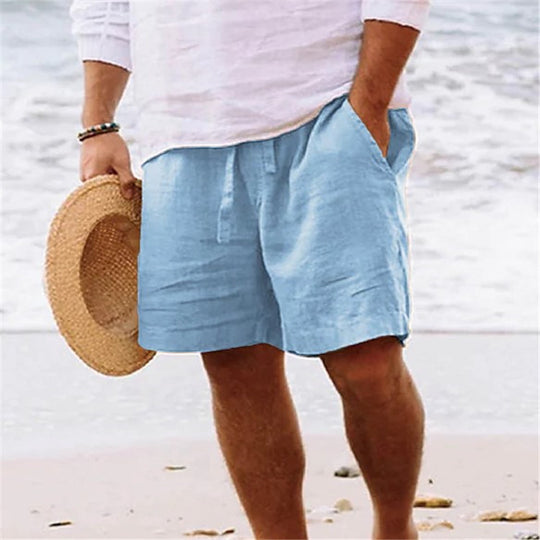 Herren luftige Leinen-Shorts mit elastischem Bund und praktischen Seitentaschen EB