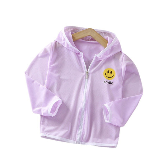 Unisex nan Kinder leichte Kapuzenjacke mit atmungsaktivem Meshstoff und durchgehendem Reißverschluss  EB