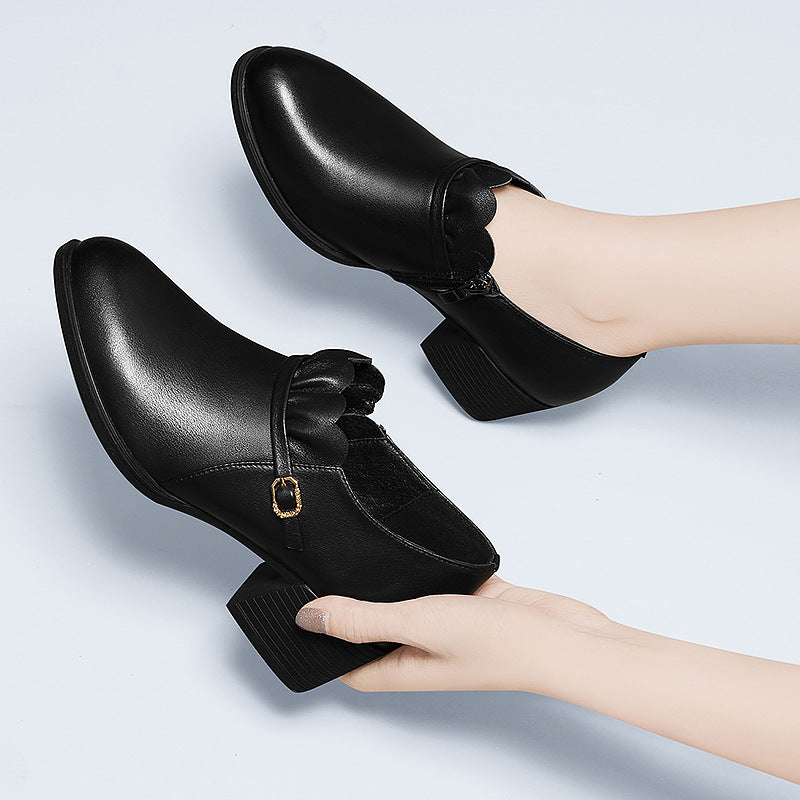 Damen elegante Stiefeletten mit Zierschnalle und komfortablem Absatz EB