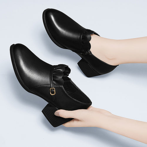 Damen elegante Stiefeletten mit Zierschnalle und komfortablem Absatz EB
