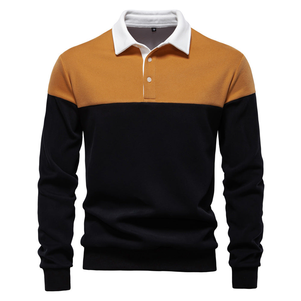 Herren Langarm Poloshirt mit modernen Farbapplikationen und hochwertigem Stoff EB