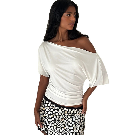 Damen Off-Shoulder Oberteil mit Drapierung EB