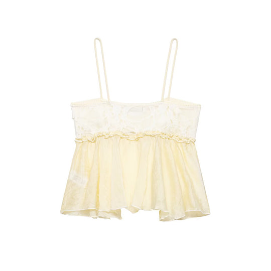 Damen Spitzen-Cami-Top mit zarter Rüsche und fließendem Schnitt EB