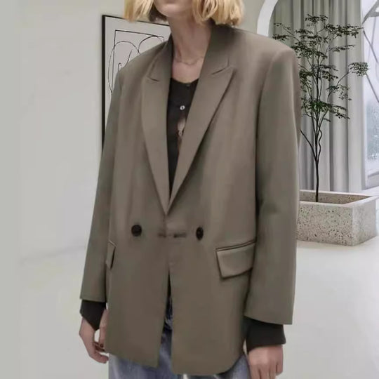 Damen Oversized Blazer mit eleganter Silhouette und dekorativen Knöpfen EB