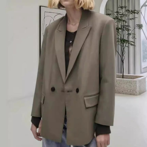 Damen Oversized Blazer mit eleganter Silhouette und dekorativen Knöpfen EB
