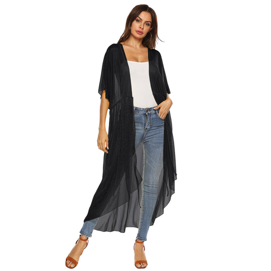 Damen eleganter, transparenter Strandkimono EB