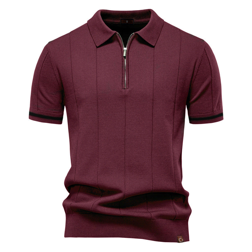 Herren Polohemd mit kurzer Knopfleiste und strukturiertem Design EB
